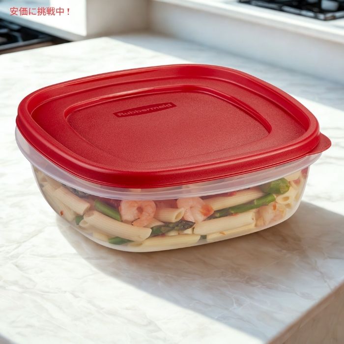 Rubbermaid ラバーメイド Easy Find Lid スクエア フードコンテナ 4個セット（フタ付き） Square Food Container & Lid Red 4pcs 2