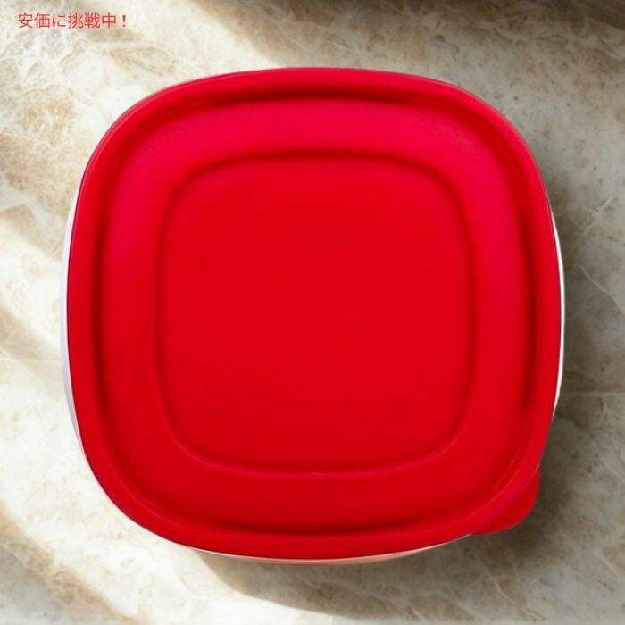 Rubbermaid ラバーメイド Easy Find Lid スクエア フードコンテナ 4個セット（フタ付き） Square Food Container & Lid Red 4pcs 4