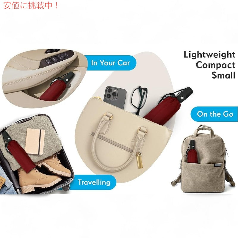 TUMELLA トゥメラ 風に最強に強い 旅行用 傘 Strongest Windproof Travel Umbrella Burgundy Red ワインレッド 6