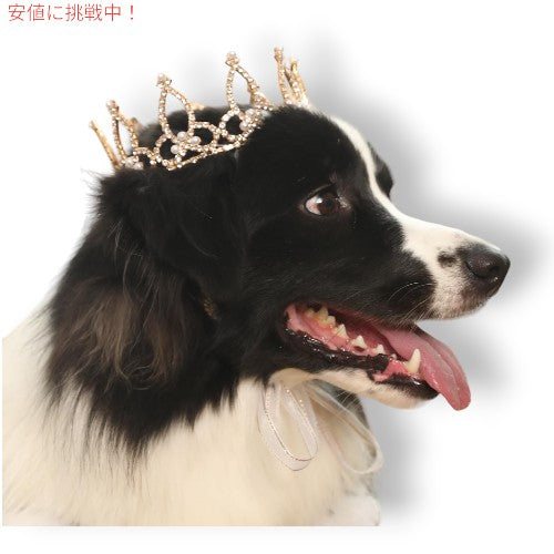 Lovelyshop ラブリーショップ Pet Series Gold Plated ロイヤルラインストーンパール クラウン (ヘアアクセサリー) - Large 2