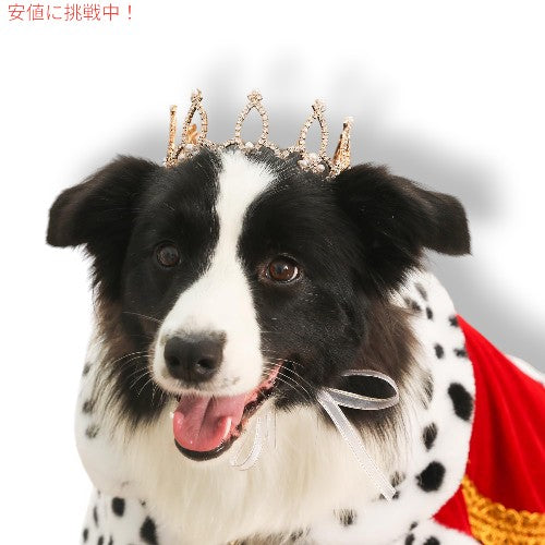 Lovelyshop ラブリーショップ Pet Series Gold Plated ロイヤルラインストーンパール クラウン (ヘアアクセサリー) - Large 3
