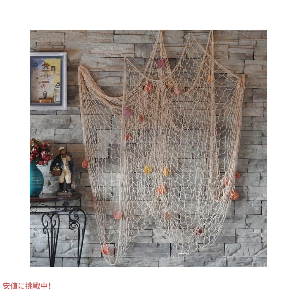 Rosoz ロソズ ネイチャー 魚網 ウォールデコレーション 貝殻付き ベージュ Nature Fish Net Wall Decor with Shells Beige 6