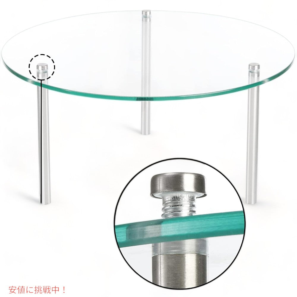 3層ラウンド 強化ガラス ケーキ ディスプレイ スタンド 9,11,13インチ  3 Tier Round Tempered Glass Display Stand Clear 4