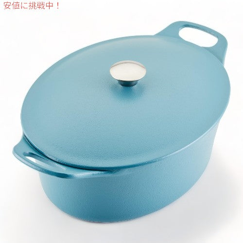 レイチェルレイ Rachael Ray 蓋付き ナイトロ キャストアイロン ダッチオーブン 6L [アガベブルー] NITRO Cast Iron Dutch Oven 6.5Qt Agave Blue 1