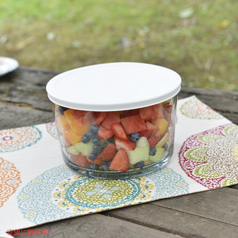 Anchor Hocking 蓋付きガラストライフルサラダボウル Anchor Hocking Glass Trifle Bowl 104 oz Glass Salad Bowl with White Plastic Lid 3
