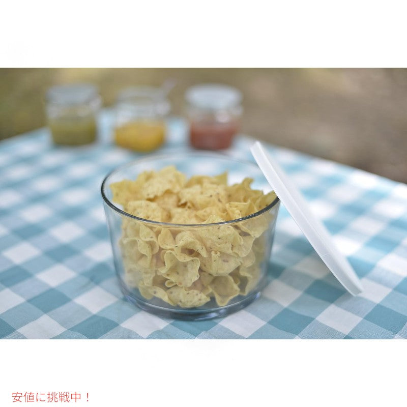 Anchor Hocking 蓋付きガラストライフルサラダボウル Anchor Hocking Glass Trifle Bowl 104 oz Glass Salad Bowl with White Plastic Lid 4