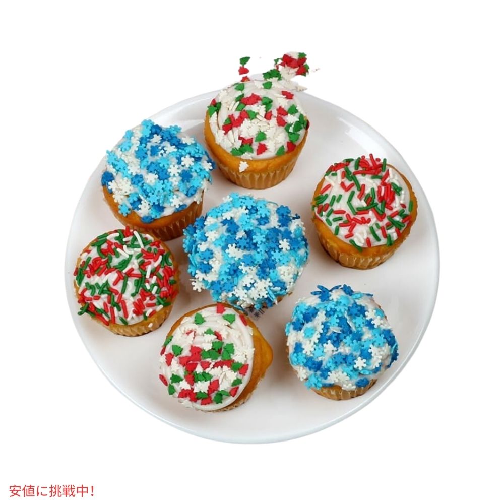 スノーフレーク スプリンクル 雪の結晶 お菓子作り 製菓 トッピング 10オンス Winter Snowflake Sprinkles Confetti Blue & White Jimmies 10oz 3