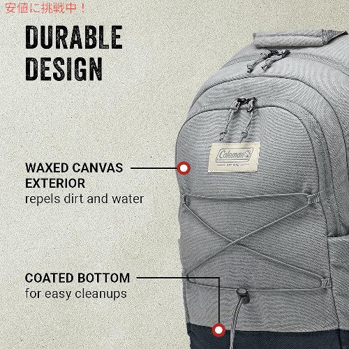 Coleman コールマン Backroads Series Soft Coolers 30 can バックロードシリーズ ソフトクーラー 30缶 バックパック キャンバス地 Gray 2