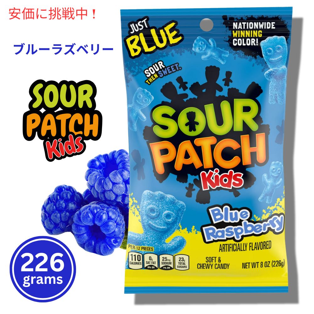 Sour Patch Kids サワーパッチキッズ ブルーラズベリー ソフト＆チューイキャンディ 226g Blue Raspberry Soft & Chewy Candy 8oz 1