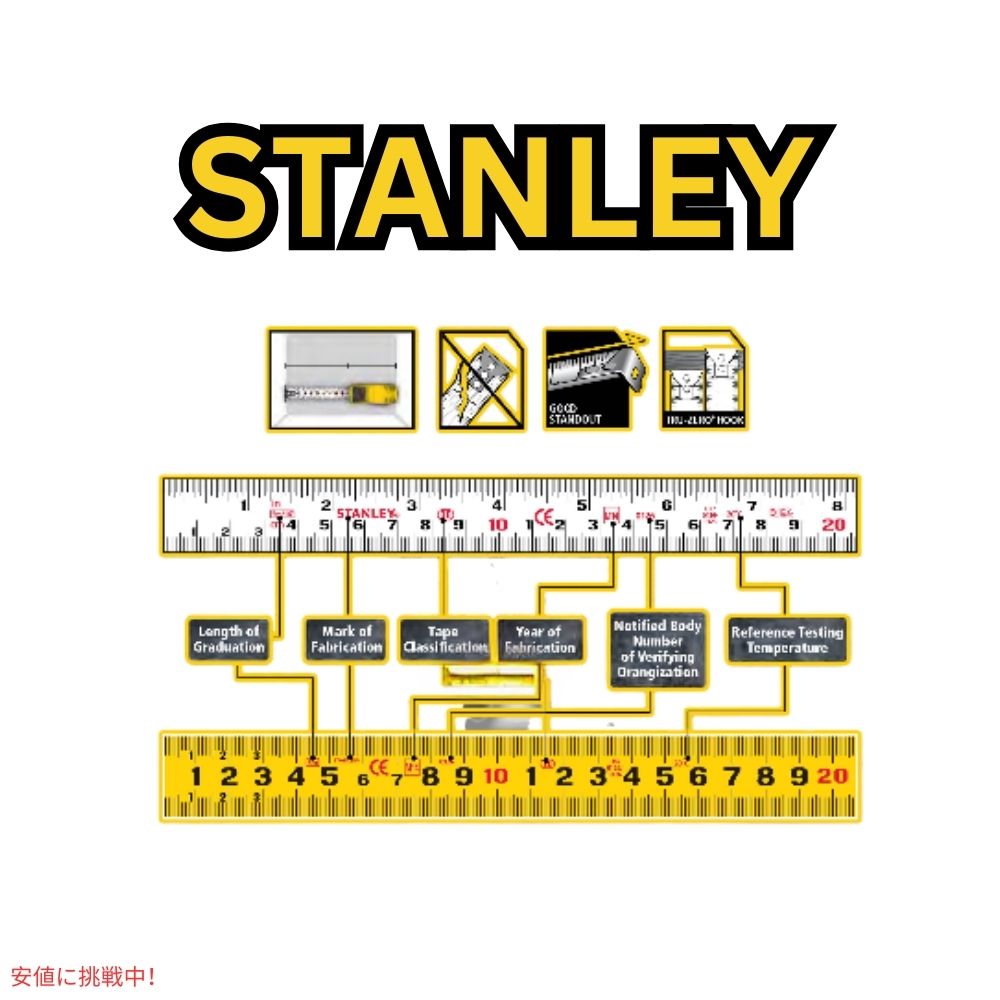 Stanley スタンレー パワーロック テープ ルール メトリックテープルール メジャー 8m/26フィート x 1インチ Powerlock Tape Rule 33-428 6
