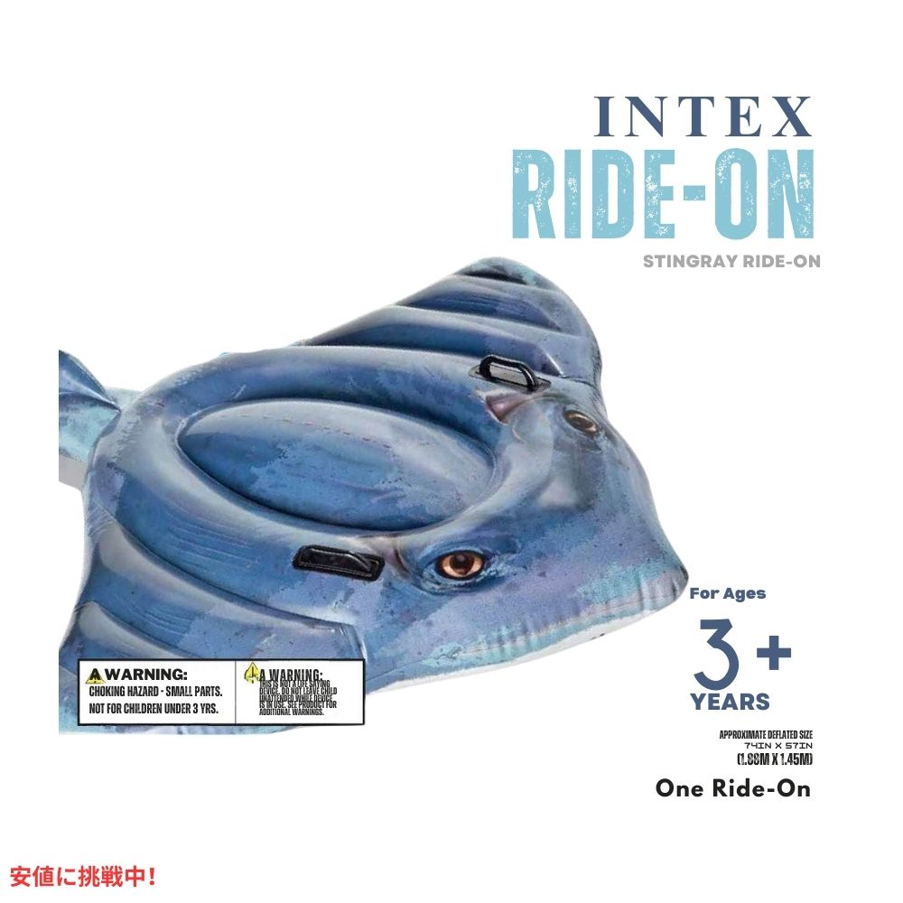 Intex インテックス 子供用 スティングレイ インフレータブル フロート ライドオン エイ プール 浮き輪 水遊び Stingray Ride-On 3