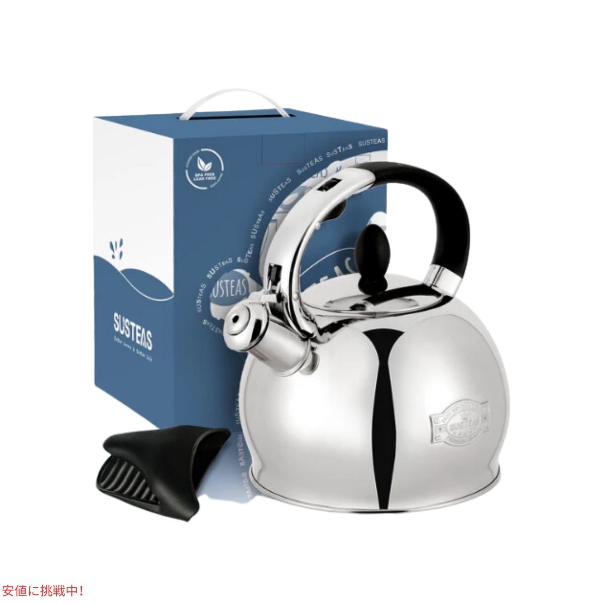 サステアス 手術用ステンレス製ホイッスルティーケトル 2.64クォート  SUSTEAS Surgical Stainless Whistle Tea Kettle 2.64qt 7
