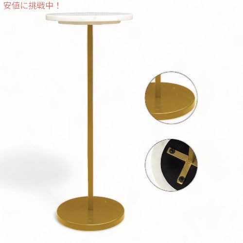 ボンベイ Bombay エレガント 大理石 サイドテーブル ラウンド ゴールド 10 x 26インチ Elegant Marble Side Table Round 2