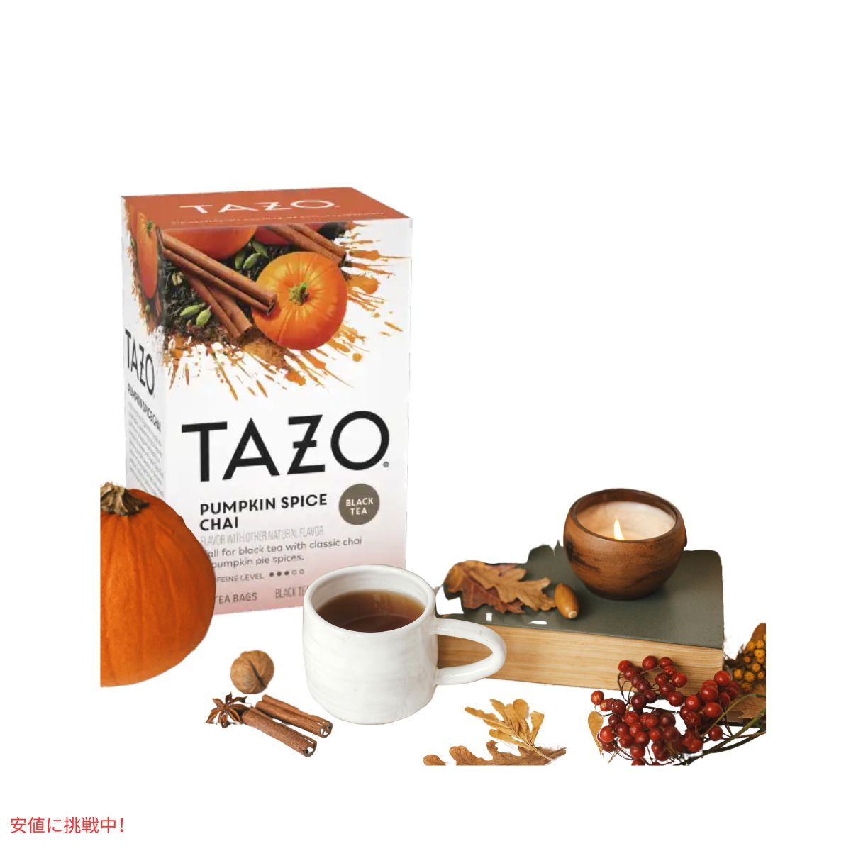 【6個セット】TAZO タゾ パンプキンスパイス チャイ ブラックティーバッグ 20袋 x6箱 まとめ買い Pumpkin Spice Chai Black Tea Bags 4