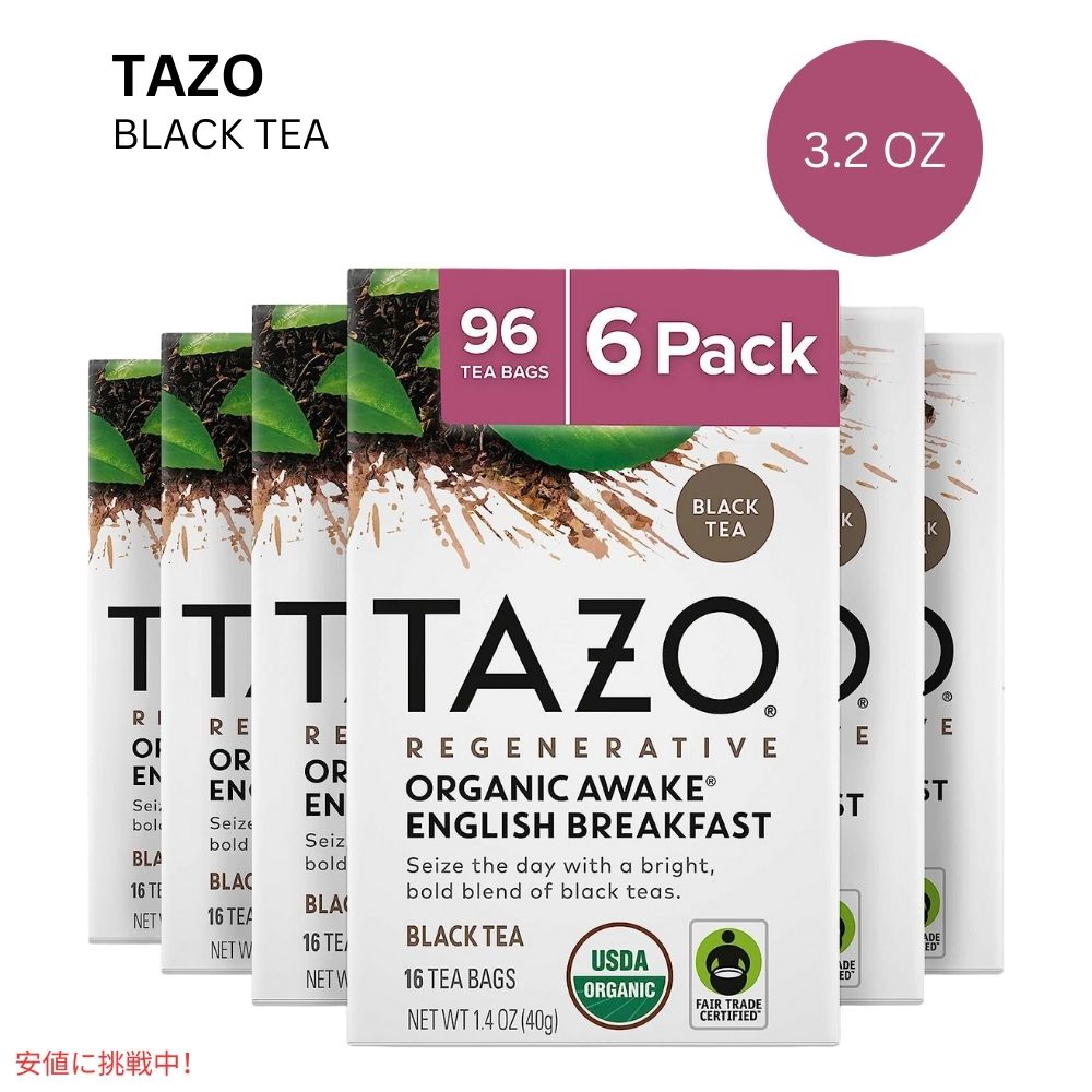 【6個セット】 TAZO レジェネラティブ オーガニック アウェイク ブラックティー バッグ 36 個 TAZO Regenerative Organic Awake Black Tea Bags 36 Count 1