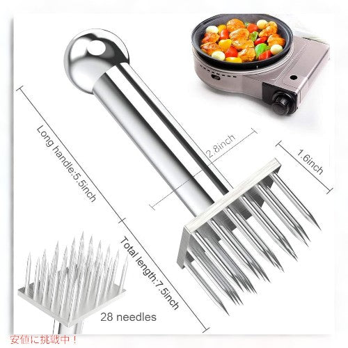 Meat Tenderizer ミートテンダライザー 肉たたき 28ステンレス鋼 Professional with 28 Stainless Steel Sharp Needle Blade Mallet 2