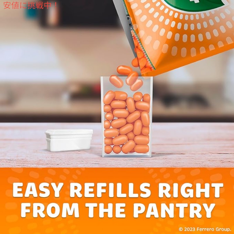 Tic Tac ティックタック Orange Flavored Mints 17.2 Oz ミント オレンジ リフィル バッグ 1ozのケース付き Resealable Refill Bag 5