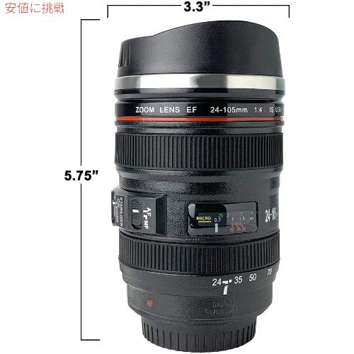 Tmango カメラレンズコーヒーマグ 格納式蓋付き ステンレススチールフォトコーヒーカップ 13.5オンス 5