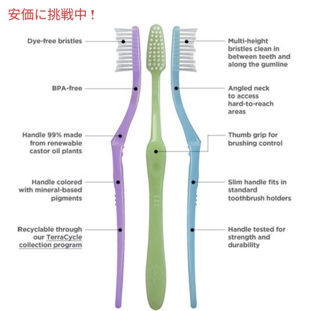 トムズオブメイン Tom's Of Maine 大人用 歯ブラシ ナチュラリークリーン ミディアム（ふつう） Adult Toothbrush Naturally Clean Medium 5