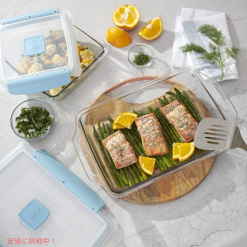 Anchor Hocking Truelockロック蓋付きベーキングウェアセット Anchor Hocking Locking Lid Bakeware Set 3Quart Baking Dish and 8Inch Square Cake Dish 2 Set 6