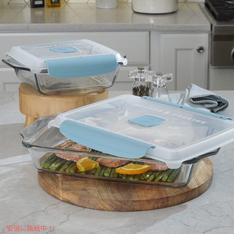 Anchor Hocking Truelockロック蓋付きベーキングウェアセット Anchor Hocking Locking Lid Bakeware Set 3Quart Baking Dish and 8Inch Square Cake Dish 2 Set 7