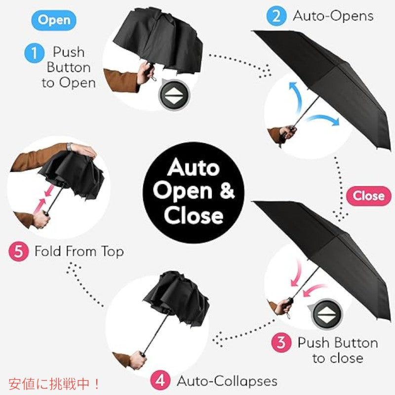 TUMELLA トゥメラ 風に最強に強い 旅行用 傘 Strongest Windproof Travel Umbrella Black 黒 4