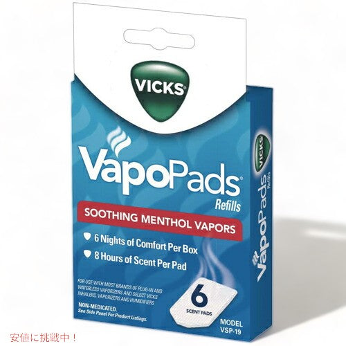 Vicks VapoPads, 6 Count Menthol VSP19  ヴィックス 加湿器用 詰替用 ヴェポパッド 6枚入り メンソール 1