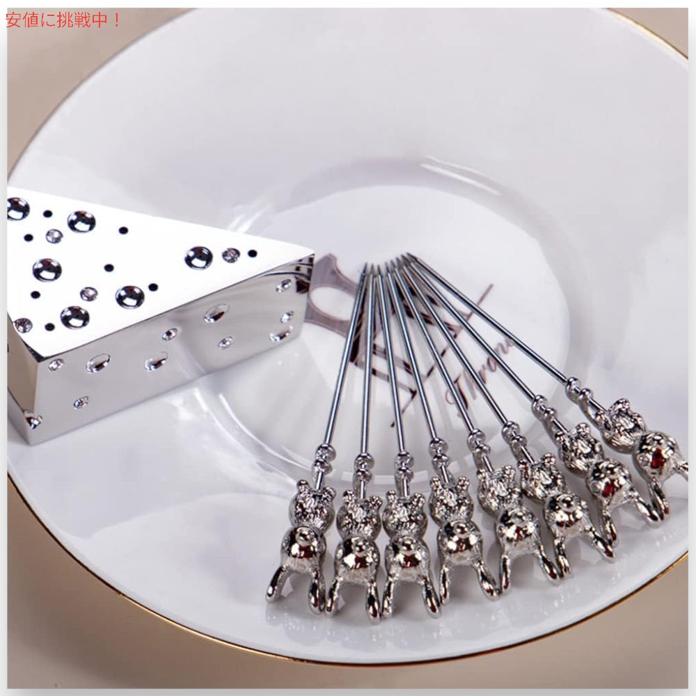 Mouse Shaped Cocktail Picks with Cheese Holder マウス型 カクテルピック 8本（チーズ型ホルダー付き） ステンレススチール製 5