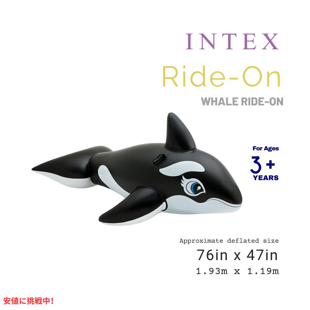 INTEX ライドオン インフレータブル プールフロート ブラック Killerwhale INTEX Ride-On Inflatable Pool Float Black 3