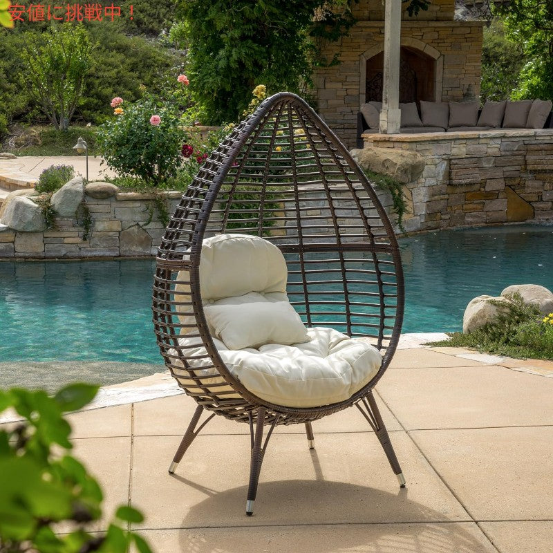 Christopher Knight Home クッション付きラウンジ籐チェア ブラウンWicker Lounge Chair with Cushion 2