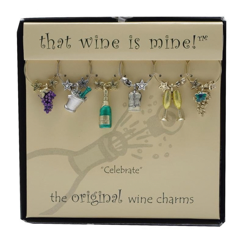 実りの秋　お祝いモチーフ◆6個セットワインチャーム / That wine is mine!  Celebrate painted wine chams 6pieces 1