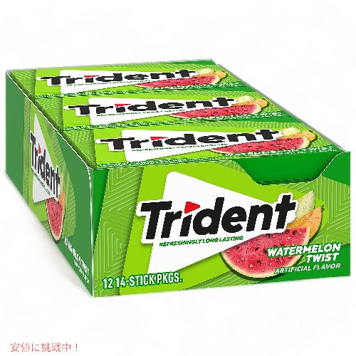 トライデント ウォーターメロンツイスト シュガーフリーガム 1箱 (12パック入り) / Trident Watermelon Twist Sugar Free Gum 12 Packs 1