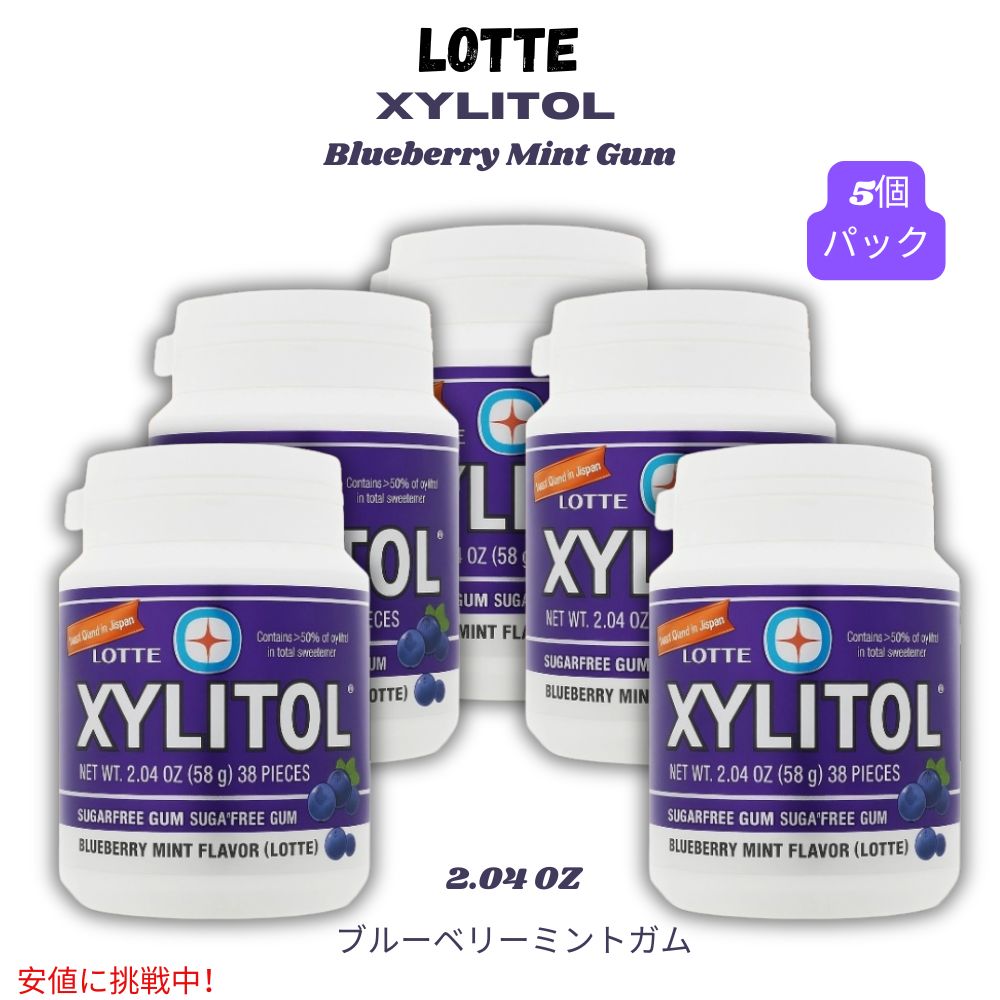 ロッテ Lotte キシリトール ブルーベリーミントガム 58g Xylitol Blueberry Mint Gum 2.04oz（5個パック） 1