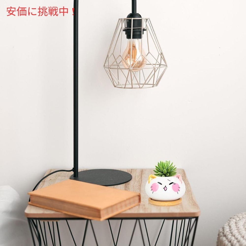 Yinuowei 猫型 多肉植物用ミニ鉢 9.1cm 6個セット 排水穴 竹製トレイ付き （鉢のみ） Mini Cat Succulent Pots with Bamboo Tray 3.6 Inch set of 6 6
