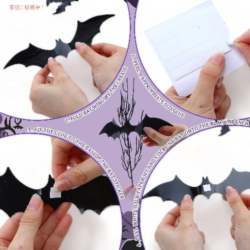 Zeyune ハロウィン人工巻き毛柳の枝20個とハロウィン3Dコウモリ壁デカールステッカー装飾17.72インチ装飾ツリーキラキラ枝22個 4