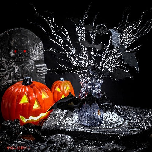 Zeyune ハロウィン人工巻き毛柳の枝20個とハロウィン3Dコウモリ壁デカールステッカー装飾17.72インチ装飾ツリーキラキラ枝22個 6